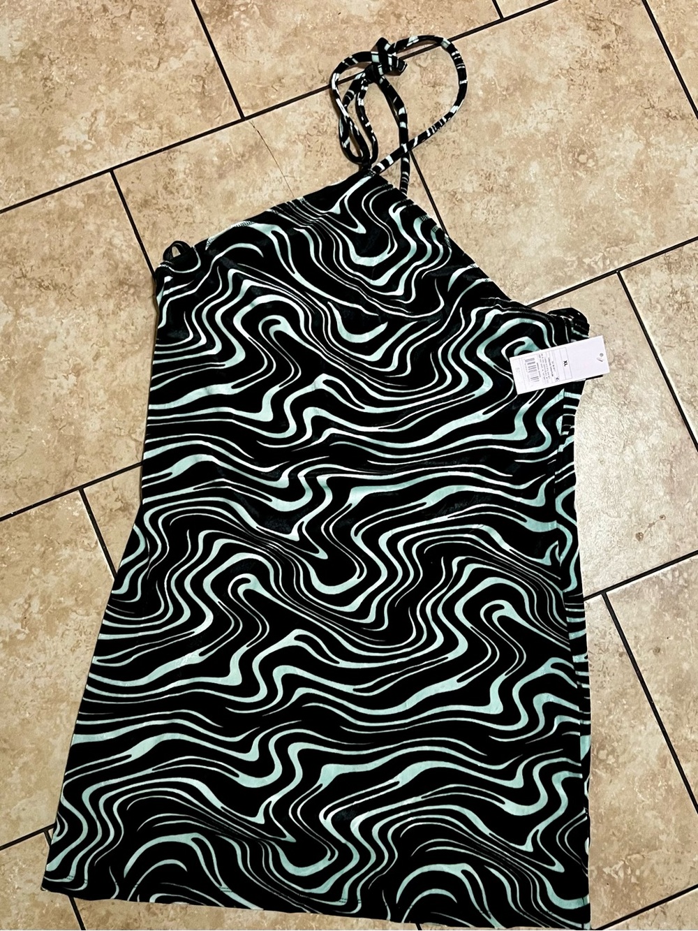 torrid Black & Mint Swirl Halter Mini Dress